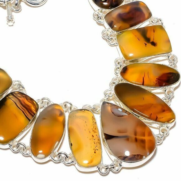 NEW - Montana Agate Stone Sterling Adjustable Necklace - Picture 6 of 6